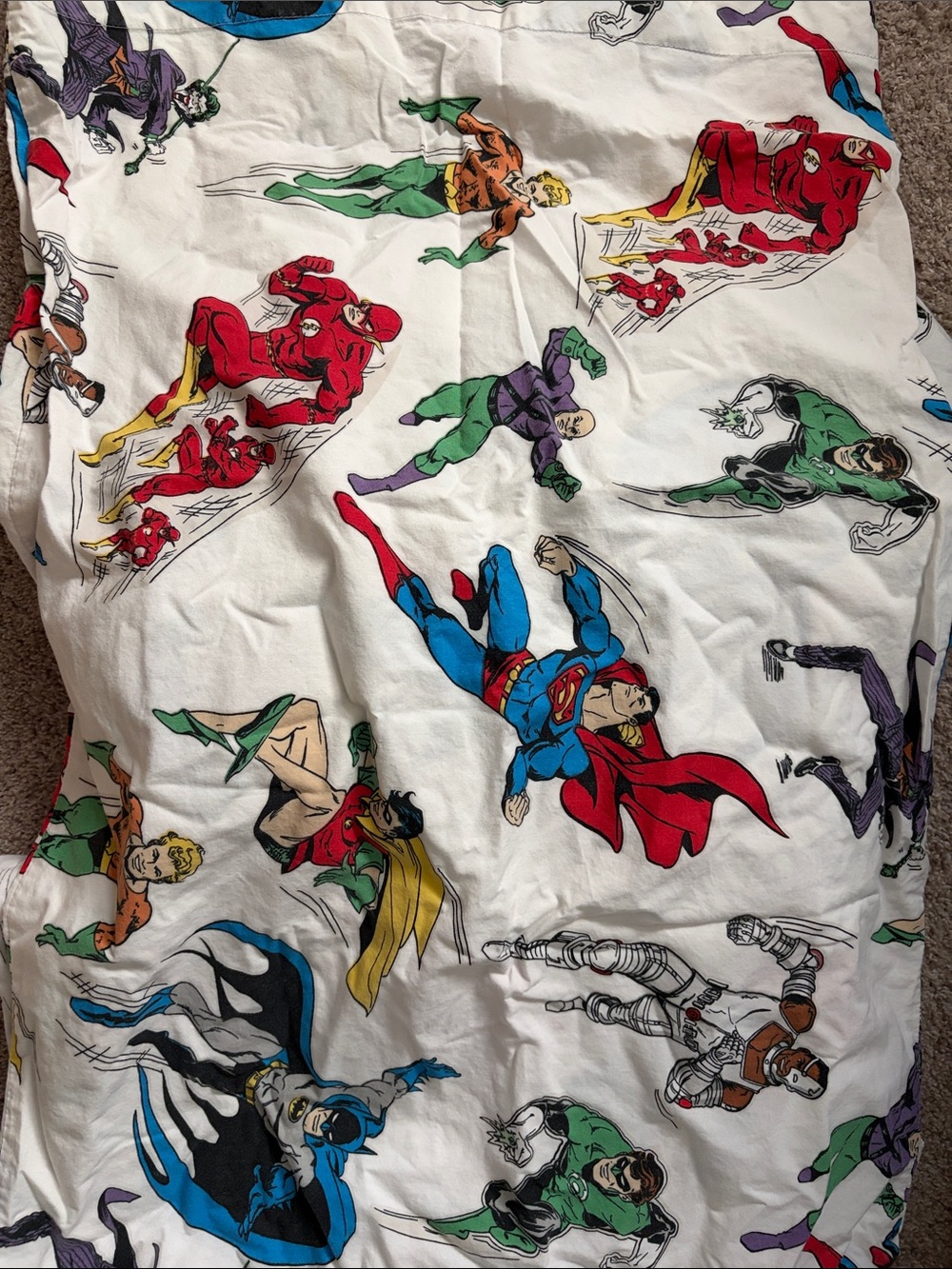 DC Comics Vintage Superhero Sheet - Superman, Batman, Wonder Woman